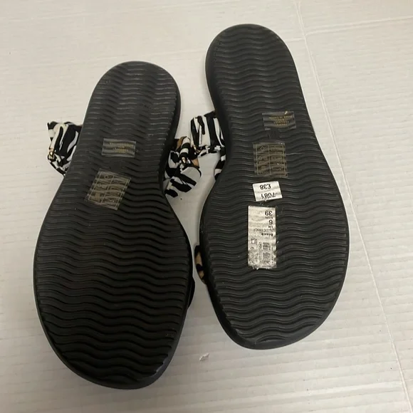 NWT River Island black animal print bow strap sandals size 8 - Picture 2 of 5